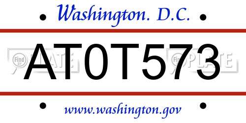 AT0T573 District Of Columbia License Plate