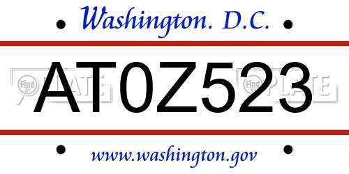 AT0Z523 District Of Columbia License Plate