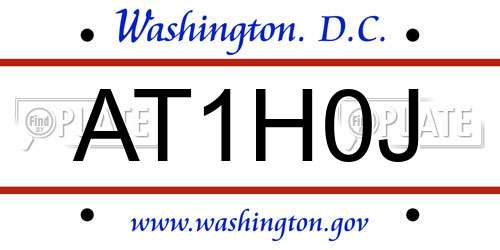 AT1H0J District Of Columbia License Plate