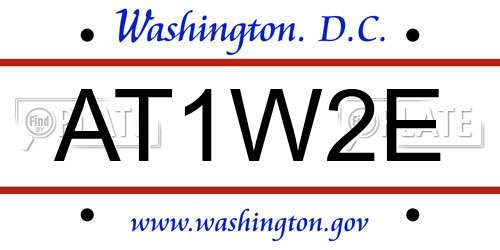 AT1W2E District Of Columbia License Plate