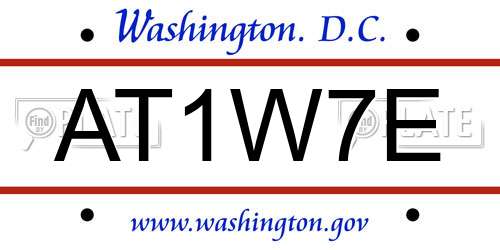 AT1W7E District Of Columbia License Plate