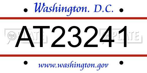 AT23241 District Of Columbia License Plate