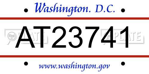 AT23741 District Of Columbia License Plate