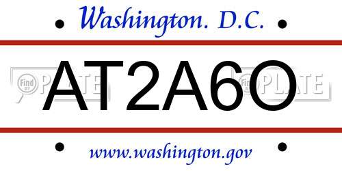 AT2A6O District Of Columbia License Plate