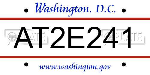 AT2E241 District Of Columbia License Plate