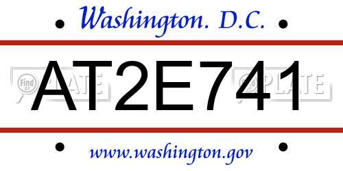 AT2E741 District Of Columbia License Plate