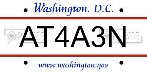 AT4A3N District Of Columbia License Plate