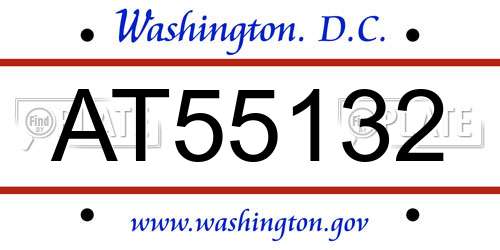 AT55132 District Of Columbia License Plate