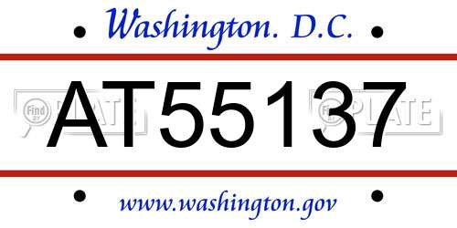 AT55137 District Of Columbia License Plate