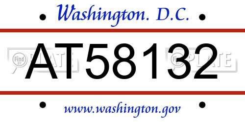 AT58132 District Of Columbia License Plate