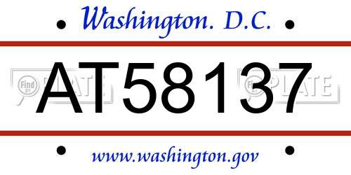 AT58137 District Of Columbia License Plate