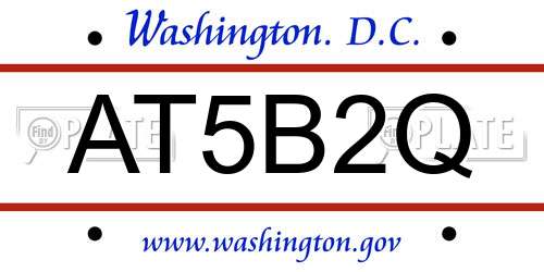 AT5B2Q District Of Columbia License Plate