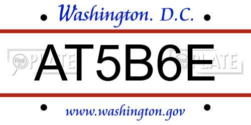AT5B6E District Of Columbia License Plate