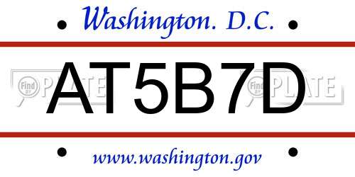 AT5B7D District Of Columbia License Plate