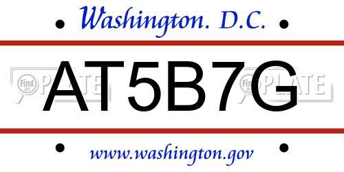 AT5B7G District Of Columbia License Plate