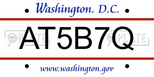 AT5B7Q District Of Columbia License Plate
