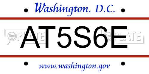 AT5S6E District Of Columbia License Plate