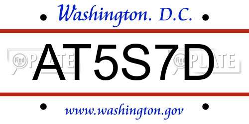 AT5S7D District Of Columbia License Plate