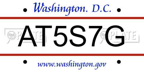 AT5S7G District Of Columbia License Plate
