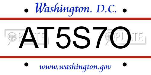 AT5S7O District Of Columbia License Plate
