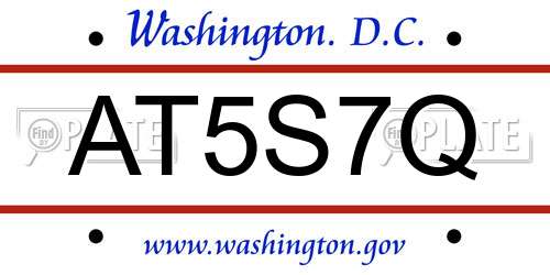 AT5S7Q District Of Columbia License Plate
