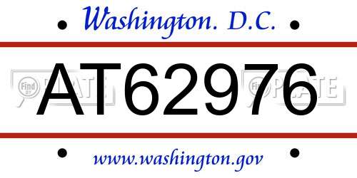 AT62976 District Of Columbia License Plate