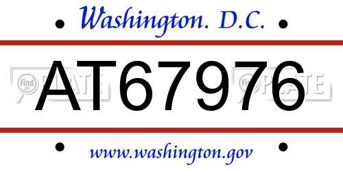 AT67976 District Of Columbia License Plate