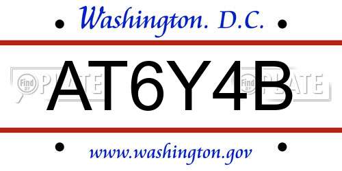 AT6Y4B District Of Columbia License Plate