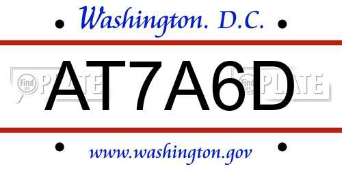 AT7A6D District Of Columbia License Plate
