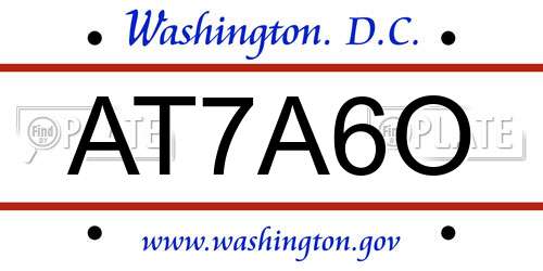 AT7A6O District Of Columbia License Plate