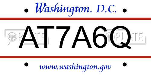 AT7A6Q District Of Columbia License Plate