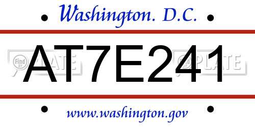 AT7E241 District Of Columbia License Plate