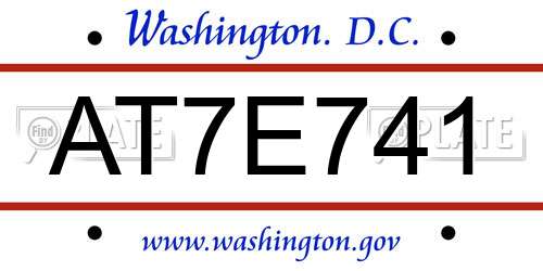 AT7E741 District Of Columbia License Plate