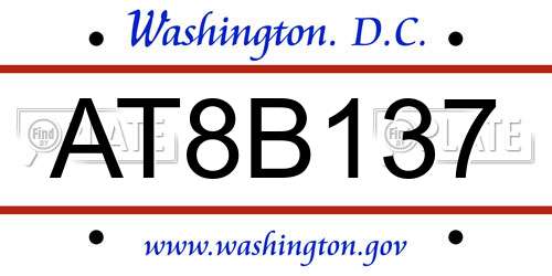AT8B137 District Of Columbia License Plate