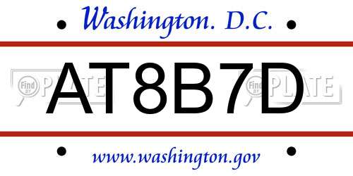 AT8B7D District Of Columbia License Plate