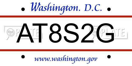 AT8S2G District Of Columbia License Plate