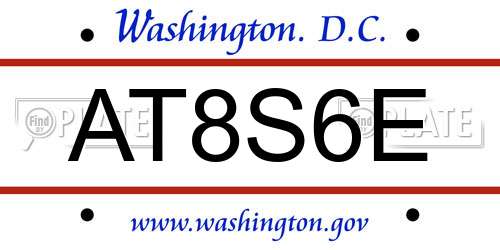 AT8S6E District Of Columbia License Plate