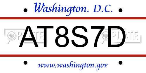 AT8S7D District Of Columbia License Plate