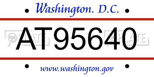 AT95640 District Of Columbia License Plate