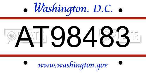 AT98483 District Of Columbia License Plate