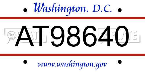 AT98640 District Of Columbia License Plate