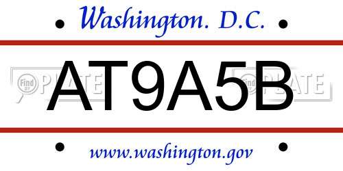 AT9A5B District Of Columbia License Plate