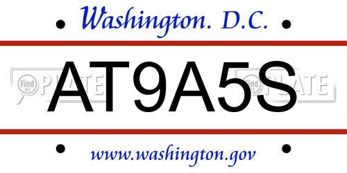 AT9A5S District Of Columbia License Plate
