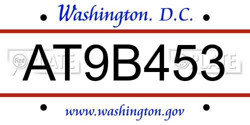 AT9B453 District Of Columbia License Plate