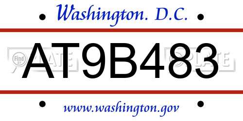 AT9B483 District Of Columbia License Plate