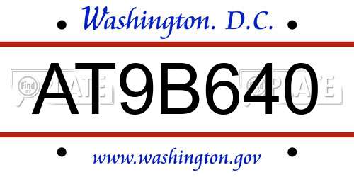 AT9B640 District Of Columbia License Plate