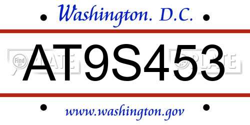 AT9S453 District Of Columbia License Plate