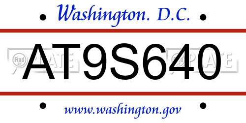 AT9S640 District Of Columbia License Plate