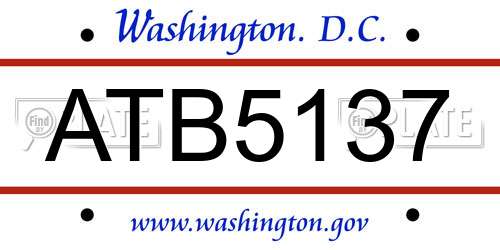 ATB5137 District Of Columbia License Plate