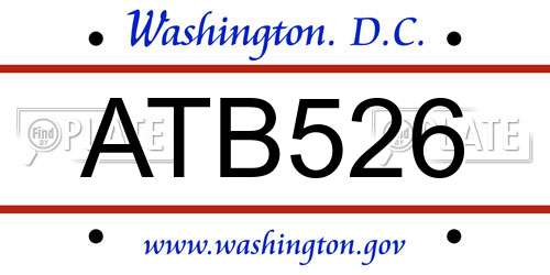 ATB526 District Of Columbia License Plate